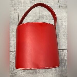STAUD Red Leather Bucket Bag